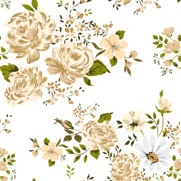 Roses seamless background. Vector illustration.