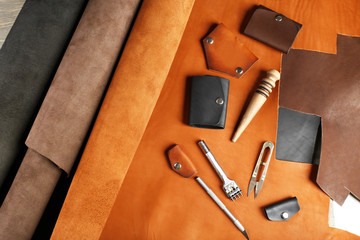 Hand made leather man accessories and tools