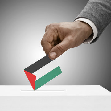 Black male holding flag. Voting concept - Palestine
