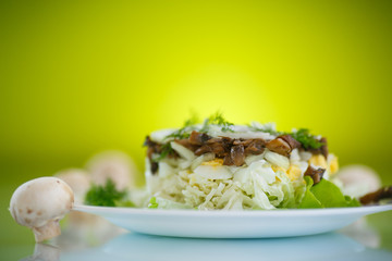 salad with cabbage and mushrooms