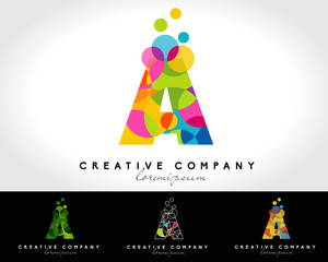 Creative letter A vector logo. Abstract colorful letter design.