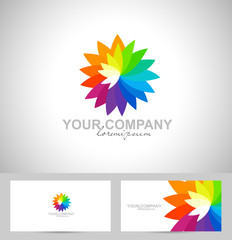 Creative Flower Vector Logo with colorful rainbow petals