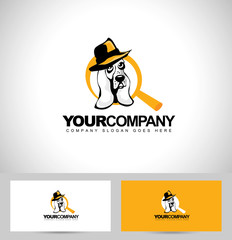 Detective dog logo. Vector icon of a detective dog