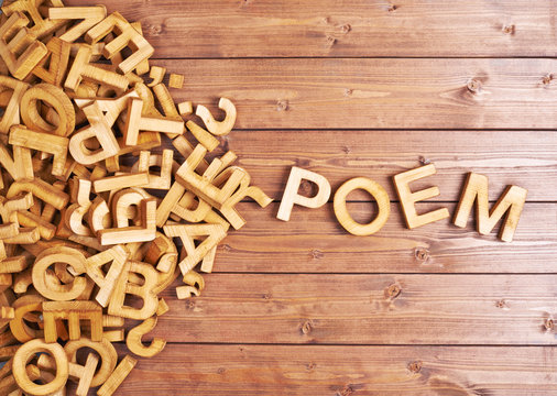 Word poem made with wooden letters