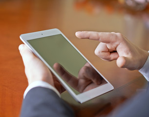 Man working with the tablet