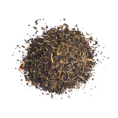 Pile of green tea dried leaves