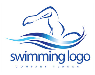 Swimming Club Logo Design. Swimmer icon design