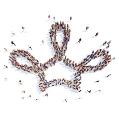 people in the shape of a crown.