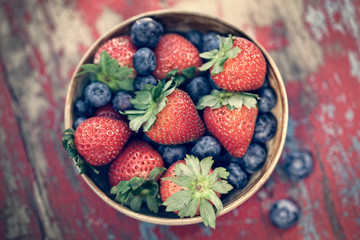 Bowl of Strawberries and Blueberries