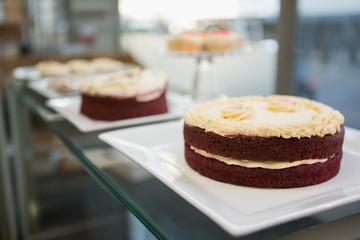 Display case of sweet desert