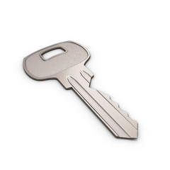 Metal key isolated on white with clipping path