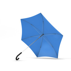 Open blue umbrella isolated on a white background