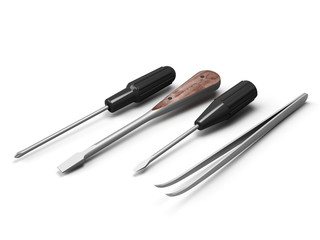 Set of screwdrivers and tweezers