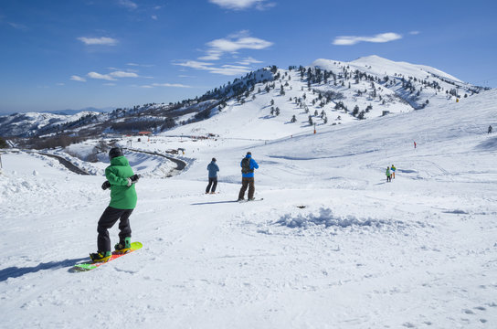 skier in Vasilitsa ski center Greece