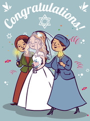 Happy wedding greeting card. Vector illustration