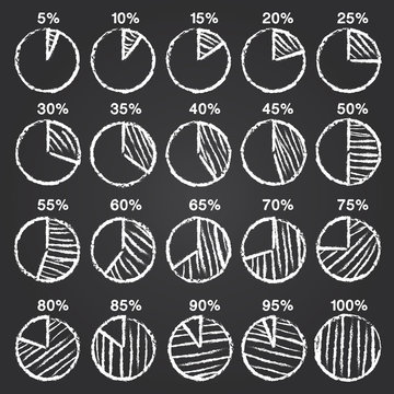 Vector chalk infographics elements sketch on black board