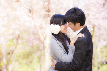 Young couple in love outdoor.