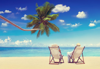 Couple Relaxation Vacation Summer Beach Holiday Concept