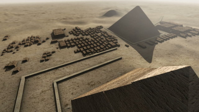 Giza platform Egypt. An animation from above