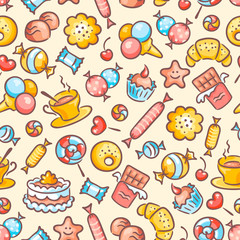 Seamless colorful sweets pattern