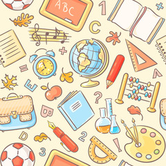Seamless pattern with school things