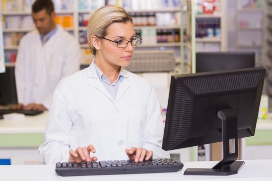 Concentrate pharmacist using computer