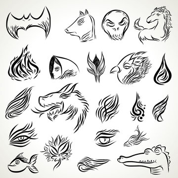 Patterns of tribal tattoo set