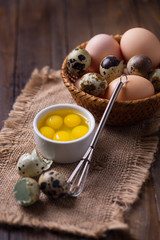 Quail and chicken eggs
