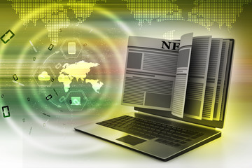 News through a laptop screen concept for online news