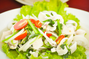 Thai spicy squid salad, squid salad ,spicy salad
