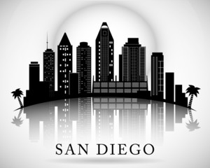 San Diego skyline. City silhouette - obrazy, fototapety, plakaty