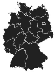 Detailed map of Germany consisting of selectable states