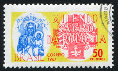 Black Madonna of Czestochowa Polish Eagle and Cross