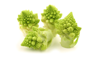 freshly cut Romanesco broccoli (Brassica oleracea) pieces © tpzijl