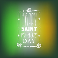 Greeting Card for Saint Patricks Day on Blurred Irish Flag