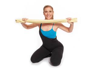 Junge Frau beim aufwaermen