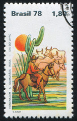 Gaucho Herding Cattle and Cactus