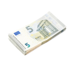 Few five euro notes isolated