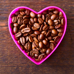 coffee beans on wood texture