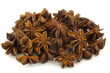 dried star anise  (Illicium verum) on a white background