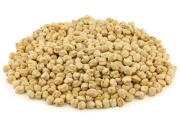 dried chick peas on a white background