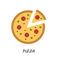 Pizza icon. Minimal design. Tasty pizza slices, with classic
