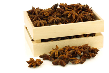 dried star anise (Illicium verum) in a wooden box