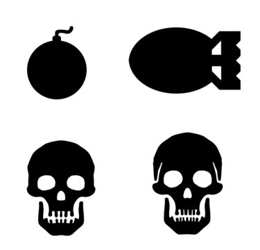 Bombe et tête de mort en 4 icônes	