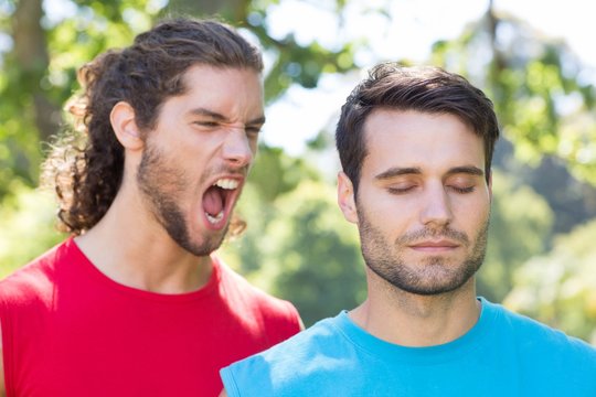 Tough trainer shouting at his client