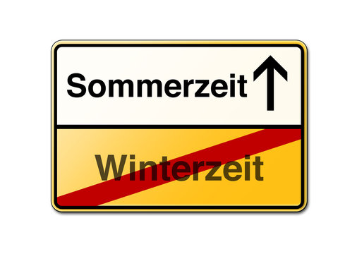 Sommerzeit Winterzeit Schild Wechsel Zeitumstellung
