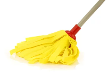 Fotobehang yellow cleaning mop isolated on white background © tpzijl