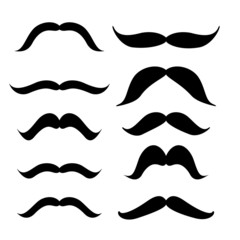 Set of mustache (mustache collection), retro style, vector illus