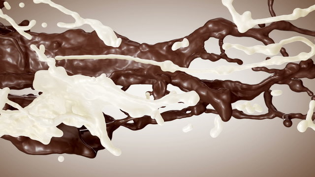 Brown Chocolate and White Cream Milk Splashes