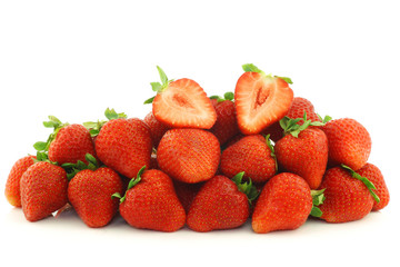 bunch of fresh strawberries on a white background